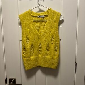 Zara Ripped V-neck Knit Vest